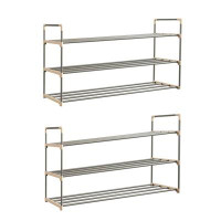 Rebrilliant Free Standing Shoe Racks- 2 Three-Tier Shoe Organizer Shelves with Space for 36 Pairs