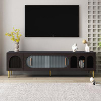 Mercer41 Modern Wooden TV Stand With 2 Cabinets And 3 Shelves