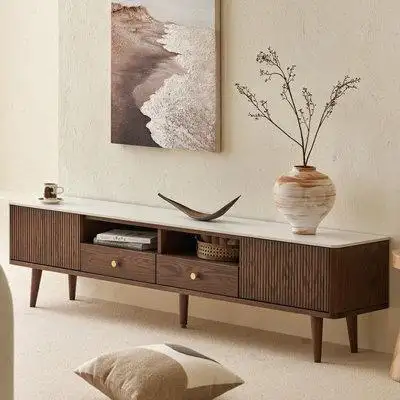 Seasonal Homes 70.87" Brown Sintered stone+Solid Wood TV Stands
