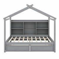 Harper Orchard Full Size House Bed With Storage Shelves And 2 Drawers