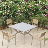 Hokku Designs Outdoor Table And Chair Combination Villa Courtyard Garden Modern Simple Rock Plate Table And Chair Outdoo
