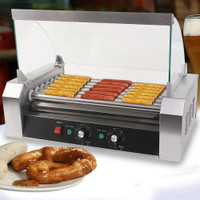 New Commercial 18 Hot Dog Hotdog 7 Roller Grill W/cover Stainless