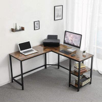 Wenty L Shape Wood And Metal Frame Computer Desk Desks With 2 Shelves