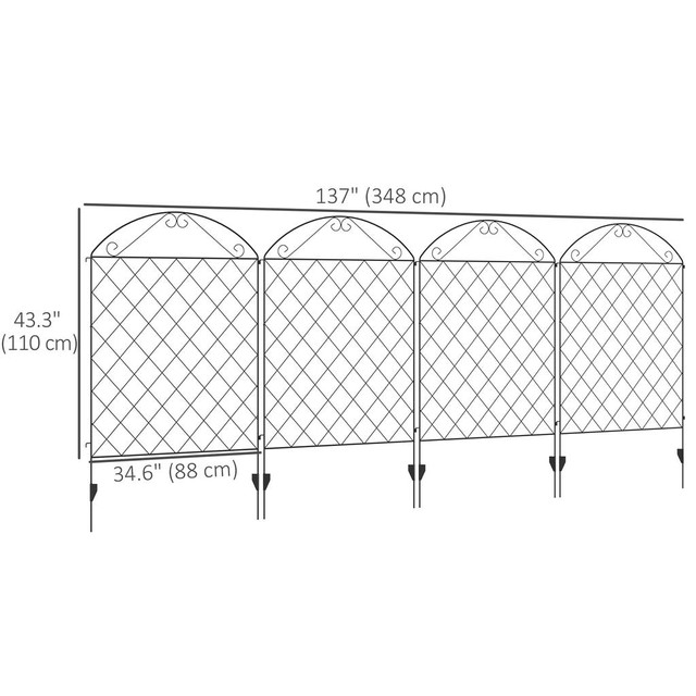 Garden Fence 137" W x 43.3" H Black in Patio & Garden Furniture - Image 3