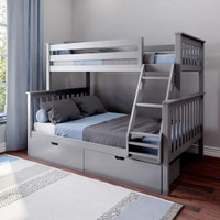 NEW SOLID WOOD TWIN FULL BUNK BED &amp; STORAGE DRAWERS