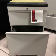 Mobile Box/File Pedestal – Full Pull Handles – Grey with Cushion in Desks in Belleville Area - Image 2
