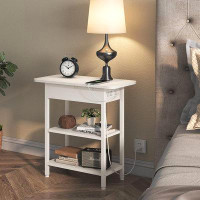 Ebern Designs Ebern Designs End Table With Charging Station, Flip Top Side Table With USB Ports And Outlets, Nightstand