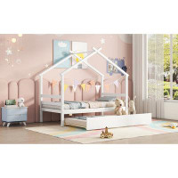 Harper Orchard White Twin Size House-shaped Bed With Trundle - Ideal For Children's Bedroom, Space-saving Design