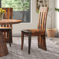 Wade Logan Catrell Solid Wood Slat Back Side Chair in Brown