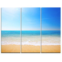 Made in Canada - Design Art Blue Waves at Tropical Beach - 3 Piece Graphic Art on Wrapped Canvas Set