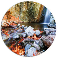 Design Art 'Beautiful Serenity Waterfall in Cyprus' Photographic Print on Metal