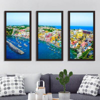 Made in Canada - Picture Perfect International "Colourful Marina" 3 Piece Framed Photographic Print Set