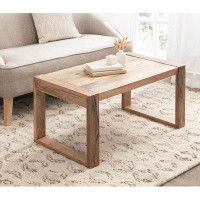 Millwood Pines Rectangle Living Room Coffee Table with Solid Mango Wood Design