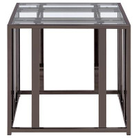 Alma Adri Rectangular Glass Top End Table Clear and Black Nickel