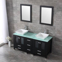 Brayden Studio Rochon 61.5" Double Bathroom Vanity Set with Mirror