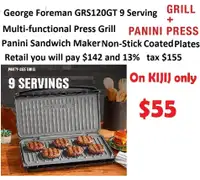 Multi-functional Press Grill Panini Sandwich Maker George Foreman 9 Serving  Non-Stick Coated Plates  Fit over Size