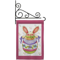 Breeze Decor Egg Bunny - Impressions Decorative Metal Fansy Wall Bracket Garden Flag Set GS103041-BO-03
