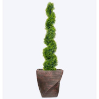 Primrue Artificial sprial topiary in fiberstone planter|68.5" fake spiral topiary|Primrue