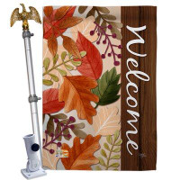 Breeze Decor Autumn Leaves - Impressions Decorative Aluminum Pole & Bracket House Flag Set HS113082-BO-02