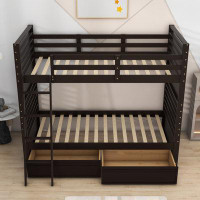 Harriet Bee Heatherlee Kids Twin Over Twin 2 Drawers Wooden Bunk Bed