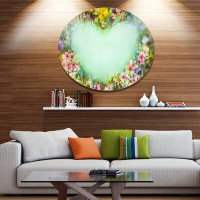 Made in Canada - Design Art 'Vintage Flowers with Heart Shape' Oil Painting Print on Metal