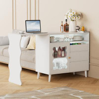 Latitude Run® 41"-79" Cloud Wave Extendable Sofa Bar Table Cabinet