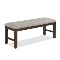Latitude Run® 1Pc Traditional Charm Brown Finish Standard Height Dining Bench Light Grey Fabric Upholstery Solid Wood Wo