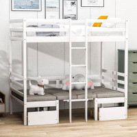 Harriet Bee Functional Bunk Bed Turns Into Upper Bed And Down Desk Cushion Sets Are Free With Two Drawers