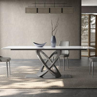 Orren Ellis Italian minimalist household rectangular sintered stone dining table