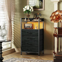 Wrought Studio Delphina 33" Tall 4-Drawers Dresser for bedroom with Charging Station
