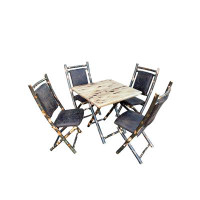 Buyers Choice Phat Tommy Hickory Wood Kitchen Dining Table Set For 4