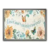 East Urban Home Butterfly Bloom lovely Quote - Picture Frame Print on Canvas
