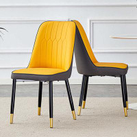 Ivy Bronx Set Of 2 Modern Dining Chairs Equipped With Leather Backrest And Metal Legs