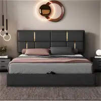 Latitude Run® Queen Size Upholstered Platform Bed with Hydraulic Storage System