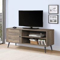17 Stories Camallea Rustic Oak and Black TV Stand with Open Shelving