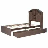 Latitude Run® Odes Solid Wood+MDF Bookcase Storage Bed