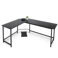 Latitude Run® TDC Shaped Desk Corner Computer Desk Pc Laptop Gaming Table Workstation Black