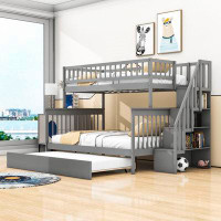 Harriet Bee Twin Over Full Wooden Bunk Bed With Trundle