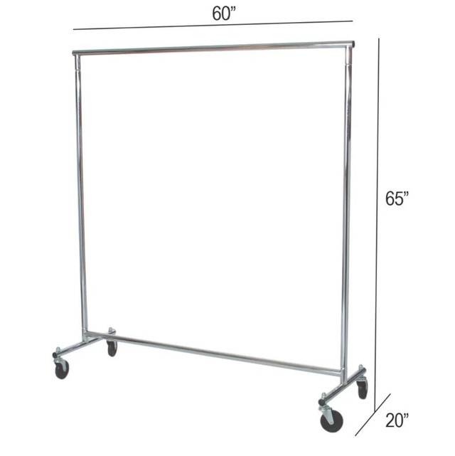 HEAVY DUTY NON ADJUSTABLE CLOTHING RACK - 5 FT SALESMAN ROLLING RACK -  65 HIGH x 60 WIDE - REG $140/SALE $120 in Other in Alberta - Image 2