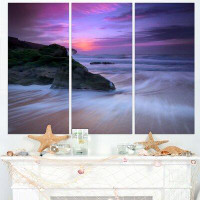 Design Art Slow Motion Waves on Winch Beach - 3 Piece Graphic Art on Wrapped Canvas Set