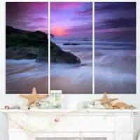 Design Art Slow Motion Waves on Winch Beach - 3 Piece Graphic Art on Wrapped Canvas Set