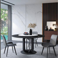 Orren Ellis Italian minimalist light luxury round rock table chair