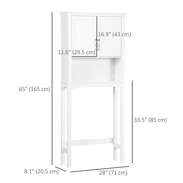 Over the Toilet Storage Cabinet 28" W x 8.1" D x 65" H White in Storage & Organization - Image 3