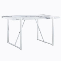 Wrought Studio Dining Table,Faux Marble Kitchen Table Rectangular Dinner Table for Dining Room