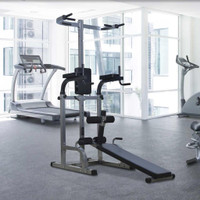 MULTI-FUNCTION POWER TOWER WITH DIP STATION, SIT-UP BENCH, PULLUP BAR, PUSH UP STATION