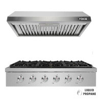 NXR Professional Ranges Liquid Propane 48" Professional Style Gas Cooktop With 6-Burners With Griddle In Stainless Steel