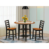 Winston Porter Aggappera Counter Height Drop Leaf Rubberwood Solid Wood Dining Set