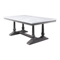 Darby Home Co Dining Table, Nature Marble Top Top & Grey Oak Finish