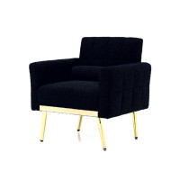 Latitude Run® Accent Chair Modern Teddy Comfy Chair With Golden Metal Legs Lounge Chair Living Room Bedroom Reading Armc