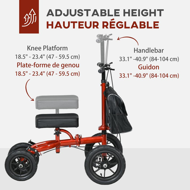 Knee Scooter 19.7" W x 35.4" D x 40.9" H Red in Health & Special Needs - Image 4